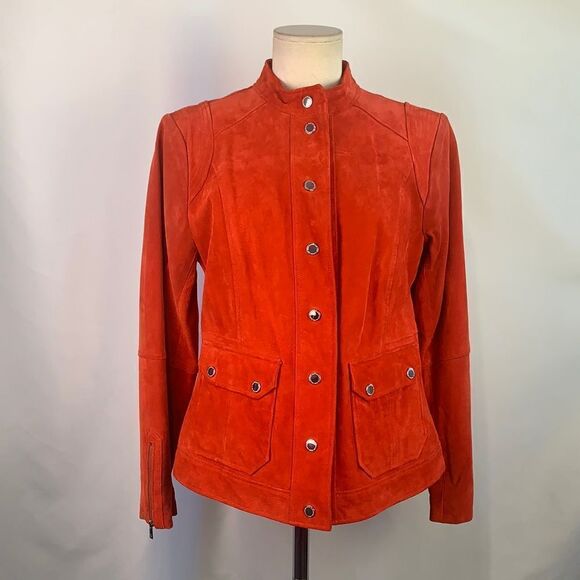 Isaac
Mizrahi NWOT red suede snap front jacket - Picture 1 of 12